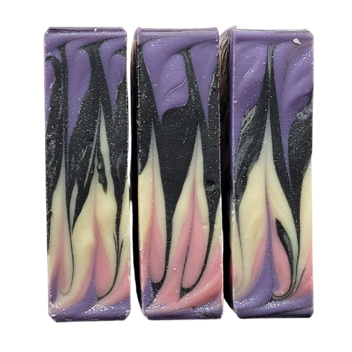 Picture of soap and soap tops showing the sparkle