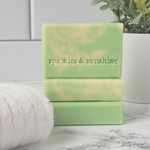 Picture of light green and cream swirled soap