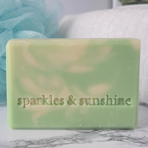 Picture of light green and cream swirled soap